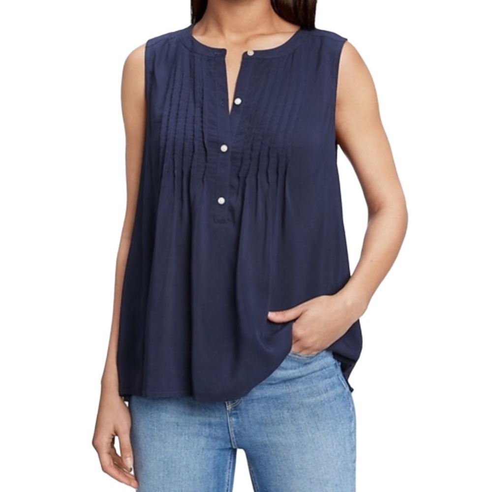 Size Small Gap Sleeveless Pintuck Navy Blue Flowy Blouse